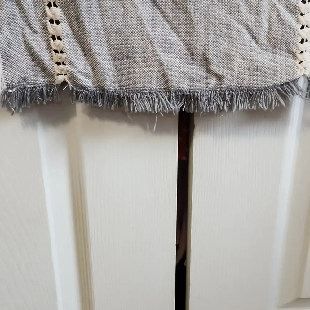 Table Runner Gray‎ & Cream Rectangle 88X14 Boho Country Cottage Farmhouse